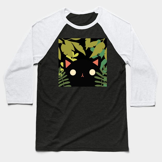 Black Cat win the Forest Design | Handmade Illustration | Kawaii Christmas Present | By Atelier Serakara Baseball T-Shirt by Atelier Serakara